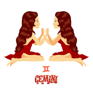 占星术星座双子座.一套的星座的一部分.白色背景上的孤立的矢量图照片