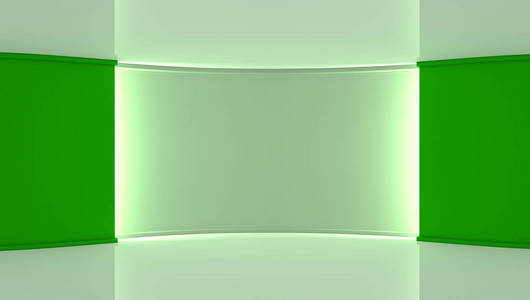 任何绿幕抠像生产的完美的背景.白色的绿色背景,白色的墙.绿墙.3d.