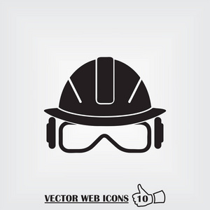 头盔 web 图标。平面设计风格