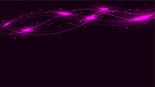 紫色透明抽象闪亮的神奇宇宙神奇能量线, 光线与眩光和点和光照射在波浪上的紫色背景从上面。矢量插图