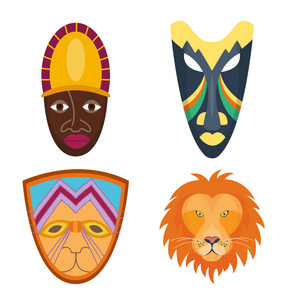 木矢量画非洲面具工艺头像纪念品文化部落民族例证