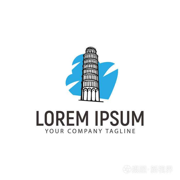 比萨塔标志 hhand 绘制设计概念模板