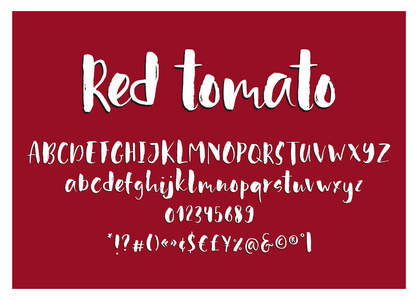 红西红柿。Handdrawn 墨迹画笔字体
