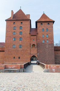 从东部 Malbork 的日耳曼命令的城堡门。Malbork 城堡位于波兰