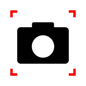 数码相机的标志。在焦点上白色高建群的角落里的黑色图标
