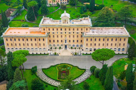 梵蒂冈花园从罗马圣彼得的鸟瞰图