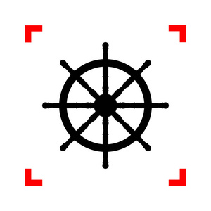 船轮标志。在白色背景上的焦点角落的黑色图标