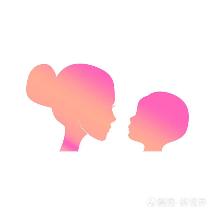 插画 母亲节贺卡.儿童和母亲剪影, 向量例证在白色被隔绝.eps