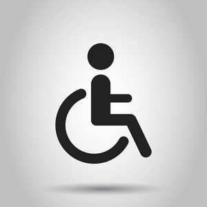 男人在轮椅矢量图标。残疾人无效签名我