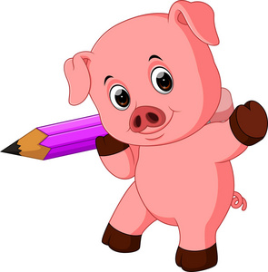 可爱的小猪控股铅笔