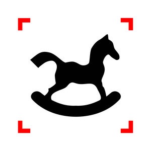 马玩具标志。在白色背景上的焦点角落的黑色图标