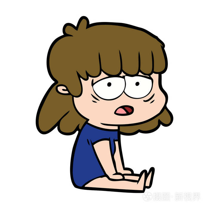 卡通疲惫女性的矢量插图