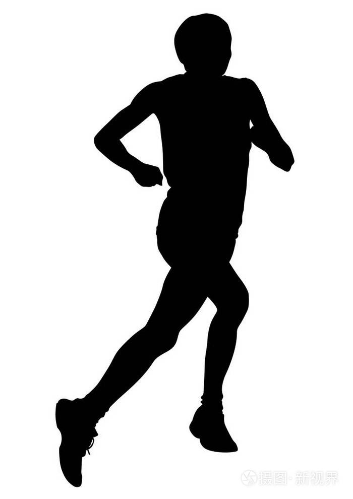 运动制服的运动员在白色背景下跑马拉松