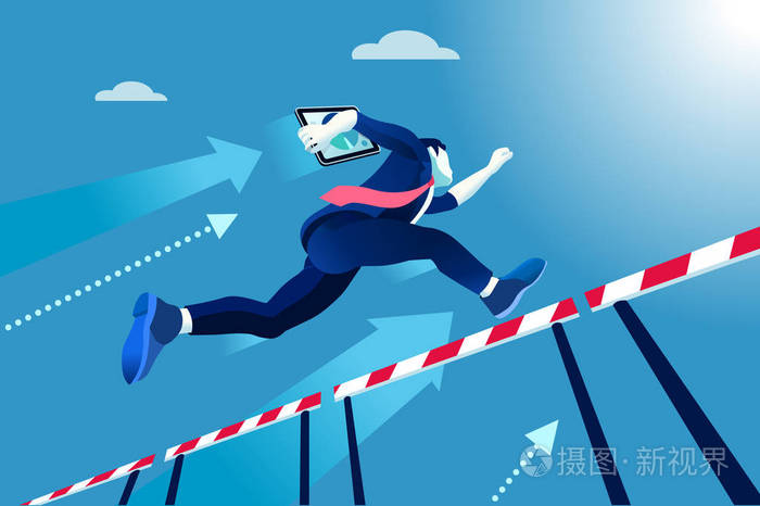 经理赛跑跳过障碍