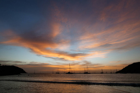 美丽的景色, 日落的海洋, 普吉岛, 泰国