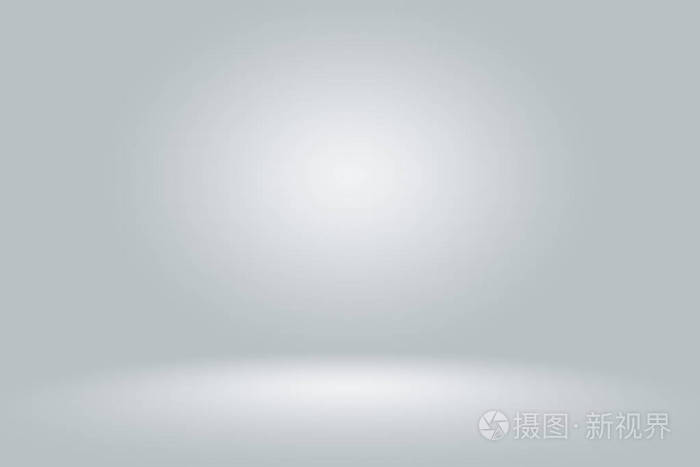 抽象空的暗白色灰色渐变与黑色实心的插图灯光工作室墙和地板背景良好