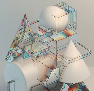 几何形体的抽象构成简单形状的交集照片