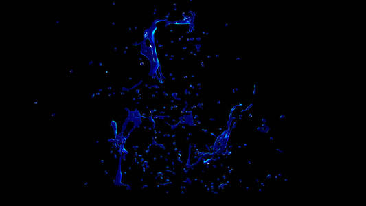 在黑色背景上的孤立的飞溅。3d 图 3d 渲染