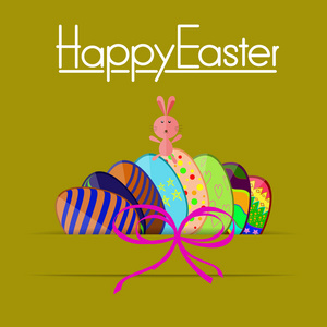 快乐复活节兔子蛋卡矢量金纸艺术设计