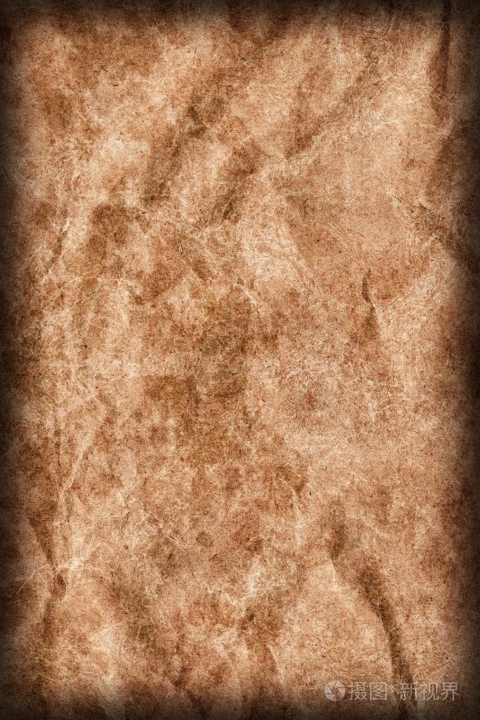 皱巴巴的棕色牛皮纸回收遮住斑驳的小插图 grunge 纹理