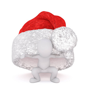 藏在圣诞帽子下的有趣小 3d 男人