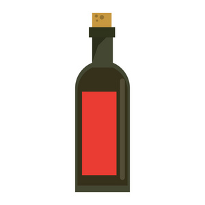 黑瓶葡萄酒带有红色标签
