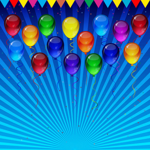 生日晚会背景五颜六色的节日气球