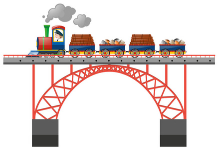 火车满载货物在桥上