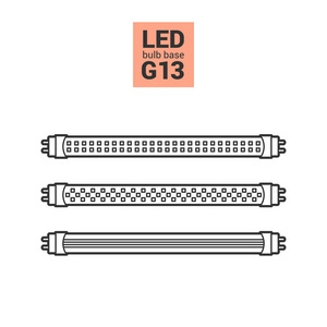 Led 光 G13 灯泡矢量轮廓图标集