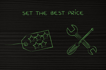 确定你的定价策略,价格标签与扳手 & 电钻照片