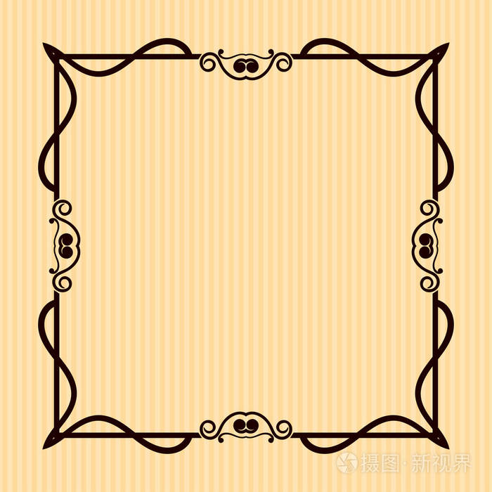 古老的老式框架, 装饰华丽的老式边框, 复古元素.矢量插图.