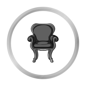 高背椅中孤立的白色背景上的黑白风格的图标。家具和家居室内符号股票矢量图