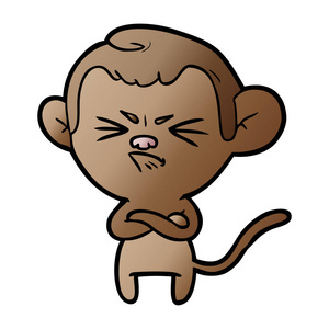 卡通烦恼猴的矢量插画图片