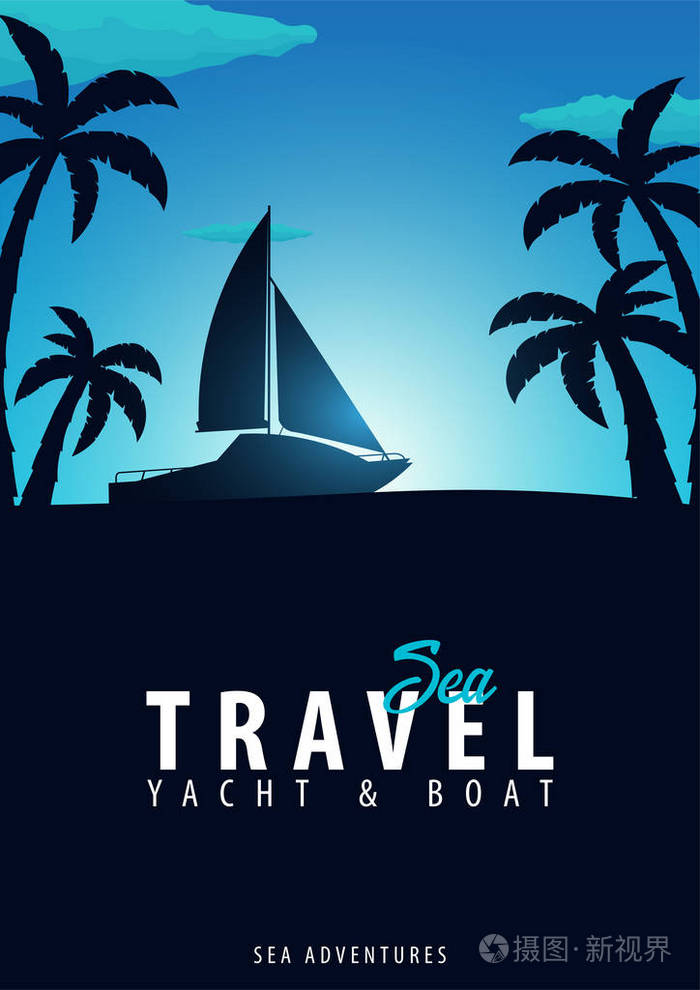 1yacht 俱乐部和帆船运动海报.海上旅行.矢量说明