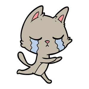 孤立的矢量图卡通哭猫矢量插图可爱的小宝贝小猫哭了哭卡通猫的矢量