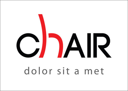 椅子徽标文本和简单的红色侧面视图图标