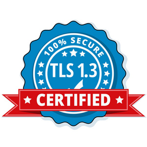 Tls 1.3 认证的标签与红色丝带, 媒介, 例证