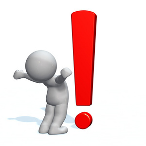 感叹号和 3d 人照片