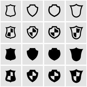 矢量黑色盾牌图标设置