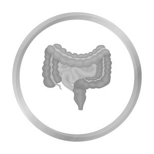 胃肠道中孤立的白色背景上的黑白风格的图标。器官象征股票矢量图