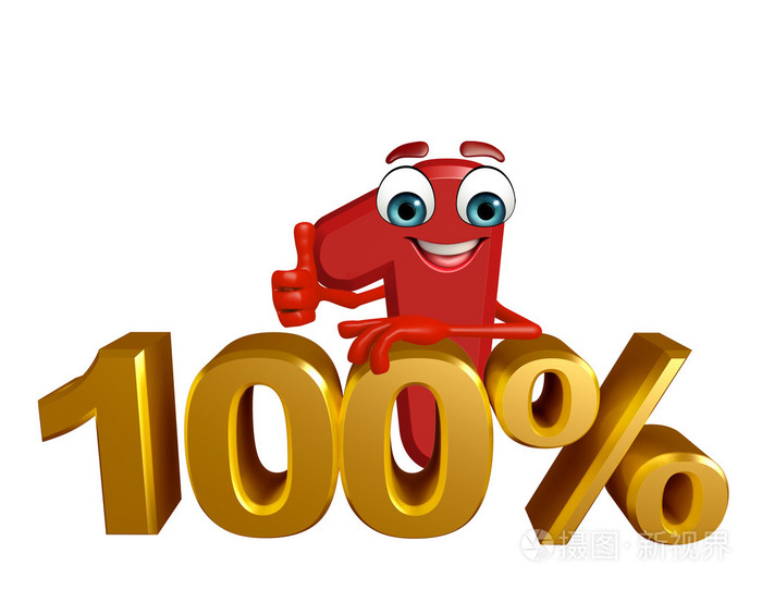 卡通人物的一位数字的百分比符号