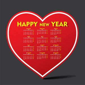 心的形状新年日历 2016