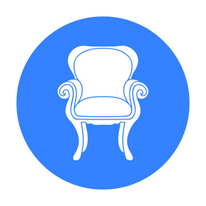 高背椅中孤立的白色背景上的黑色风格的图标。家具和家居室内符号股票矢量图