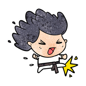 可爱的卡通踢空手道冠军照片