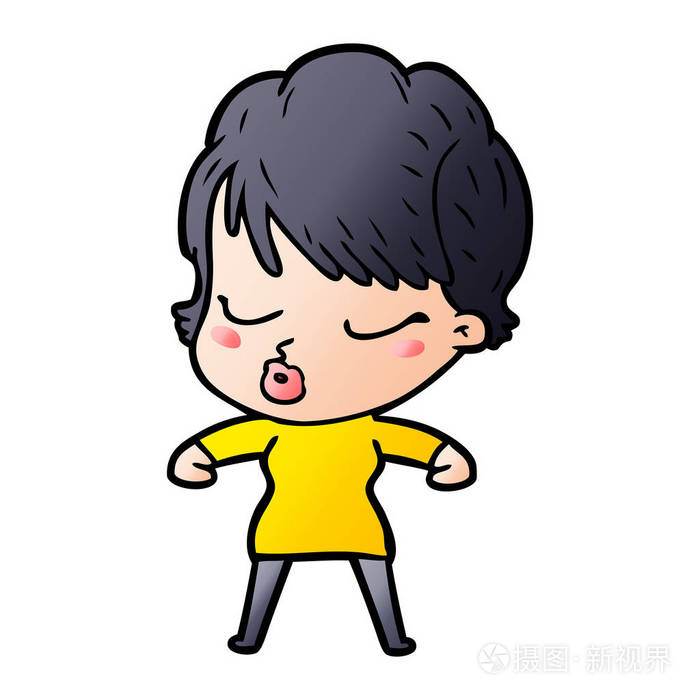 闭着眼睛的卡通女人