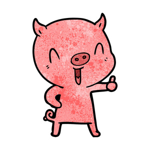 快乐卡通猪的矢量插图