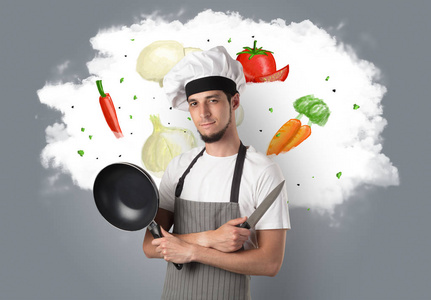 蔬菜与男性厨师云上