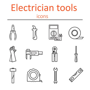图标集的工具电工。矢量图