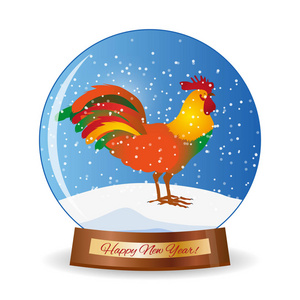 快乐圣诞玻璃球的公鸡