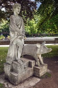 国王在浴缸里，萨默塞特，英国的 Bladud 雕像